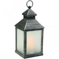 Latarnia LED z Timerem Dekoracyjna Latarnia Vintage Srebrna W23cm
