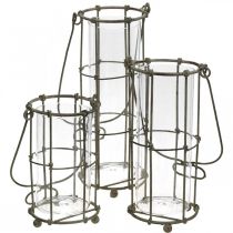 Produkt Latarnia ogrodowa, metalowa latarnia Ø8,5cm W23/18,5/14,5cm zestaw 3