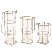 Produkt Latarnia ogrodowa, metalowa lampa wiatrowa Ø8,5cm H23/18,5/14,5cm zestaw 3-częściowy