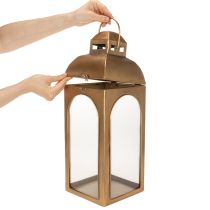 Produkt Latarnia metalowa szklana z mosiądzu wys. 50 cm zestaw 2 szt.