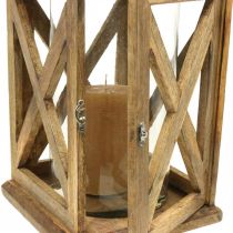 Latarnia drewniana duża ze szklaną latarnią o wyglądzie antycznym 25×25×41cm