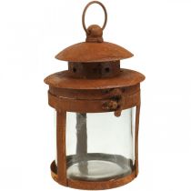 Produkt Latarnia metalowa z patyną, dekoracja letnia, latarnia z rdzy metalowej W18cm Ø10cm