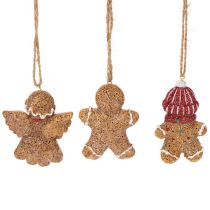 Produkt Dekoracyjne ozdoby wiszące, sztuczne figurki z piernika, 7 cm, 3 sztuki