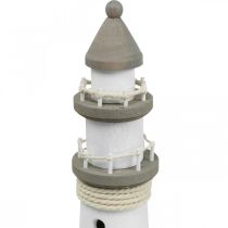 Dekoracja drewniana latarni morskiej biała, brązowa Ø12cm W48cm