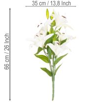 Produkt Sztuczne lilie, 6 białych kwiatów, realistyczna gałązka kwitnąca, 66 cm
