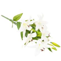 Produkt Sztuczne lilie, 6 białych kwiatów, realistyczna gałązka kwitnąca, 66 cm