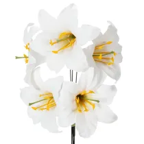 Produkt Sztuczny kwiat lilii, biały, na drucie, średni, 35 cm, 5 sztuk