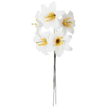 Produkt Sztuczny kwiat lilii, biały, na drucie, średni, 35 cm, 5 sztuk