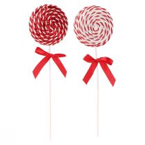 Produkt Lollipop Dekoracja świąteczna czerwona biała pianka na patyku wys. 30cm 2szt