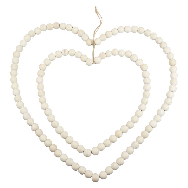 Produkt Pętelkowy ozdobny pierścionek serce wykonany z drewnianych koralików, wisząca dekoracja 38×40,5cm