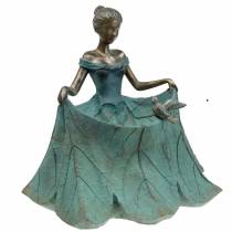 Ptasia figurka ogrodowa do kąpieli dziewczyna w kwiecistej sukience wys. 33,5 cm