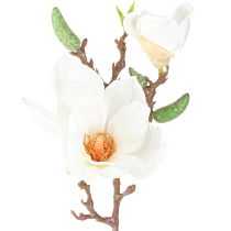 Produkt Magnolia Białe Sztuczne Pąki Kwiatowe Dekoracja Gałązka H40cm 2szt