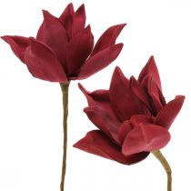 Produkt Sztuczna magnolia czerwona sztuczna dekoracja kwiatowa z pianki kwiatowej Ø10cm 6szt