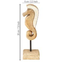 Produkt Dekoracja z drewna mango konik morski z perłami dekoracja stołu marynistyczna 20cm