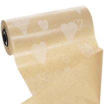 Produkt Papier do mankietów 25 cm 100 m naturalne serca – Papier florystyczny odporny na wilgoć