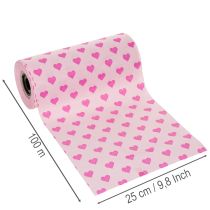 Produkt Papier do mankietów z motywem serca, różowy, 25cm, 100m