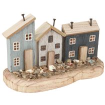Produkt Morskie domy dekoracyjne drewniana wioska rybacka niebiesko-biała 26×16×10cm