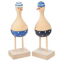 Produkt Morskie mewy dekoracyjne z drewna niebieskie granatowe wys. 14cm 6 szt