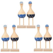 Produkt Morskie mewy dekoracyjne z drewna niebieskie granatowe wys. 14cm 6 szt