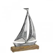 Dekoracja marynistyczna, ozdobna żaglówka metalowa, ozdobny statek wys. 16,5 cm