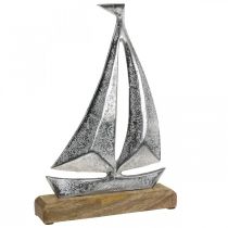 Dekoracja marynistyczna, ozdobna żaglówka metalowa, ozdobny statek W26cm