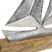 Dekoracja marynistyczna, ozdobna żaglówka metalowa, ozdobny statek W26cm
