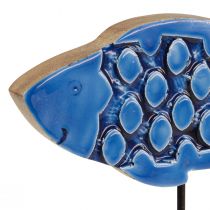 Produkt Morska dekoracyjna drewniana ryba na stojaku w kolorze niebieskim 25cm × 24,5cm