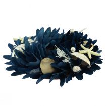 Produkt Morski wianek dekoracyjny z muszli w kolorze niebieskim naturalnym Ø27cm