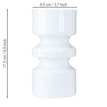 Produkt Wazon metalowy na kwiaty w kremowo-białej emalii Ø9cm H17.5cm