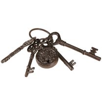 Produkt Metalowy dekoracyjny pęk kluczy z zamkiem brązowy wys. 22 cm