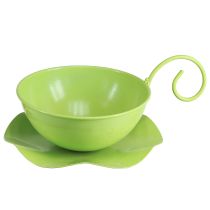 Produkt Filiżanka dekoracyjna metalowa jabłkowo-zielona ze spodkiem W8cm Ø11,5cm 2szt