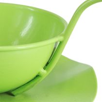 Produkt Filiżanka dekoracyjna metalowa ze spodkiem jasnozielona W8cm Ø11,5cm 2szt