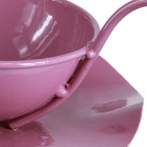 Produkt Filiżanka dekoracyjna metalowa ze spodkiem, różowa, wys. 8 cm, Ø11,5 cm, 2 sztuki