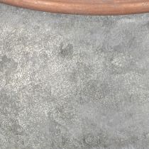 Produkt Metalowa dekoracyjna konewka, styl vintage, rustykalny, dekoracja ogrodu, do sadzenia, srebrno-miedziana, dł. 41 cm, Ø26 cm, wys. 30 cm