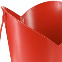 Produkt Doniczka metalowa serce ozdoba z uchwytem czerwona Ø12cm H15/9cm