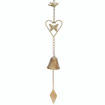Produkt Metalowy dzwonek wietrzny z sercem i dzwonkiem dekoracja ogrodowa antyczny 72cm