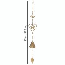 Produkt Metalowy dzwonek wietrzny z sercem i dzwonkiem dekoracja ogrodowa antyczny 72cm