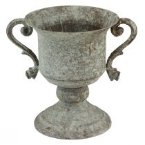 Metalowe trofeum dekoracyjne z uchwytem brązowo-białym Ø13,5 cm W19,5 cm