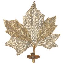 Metalowa dekoracja ścienna Świecznik w kształcie liścia klonu Złoty antyczny 42 cm × 39 cm
