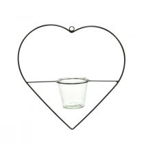 Produkt Lampion w kształcie serca metalowy 28cm świecznik na tealighty do zawieszenia szkła 9cm