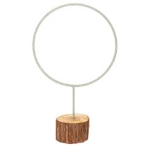 Produkt Dekoracyjny pierścień metalowy na drewnianej podstawce do dekoracji stołu, 43 cm
