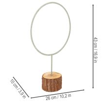 Produkt Dekoracyjny pierścień metalowy na drewnianej podstawce do dekoracji stołu, 43 cm