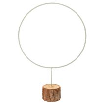 Produkt Dekoracyjny okrągły pierścień na drewnianej podstawie, metalowy, na suszone kwiaty, 52 cm