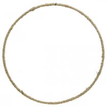 Produkt Pierścionek dekoracyjny metalowy sznurek jutowy owinięty metalowym kółkiem Ø25cm 10szt