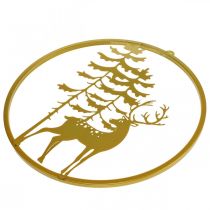 Produkt Ozdobny pierścionek złoty do zawieszenia jeleń metalowa dekoracja świąteczna Ø38cm