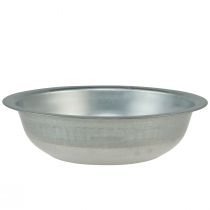 Produkt Miska metalowa o wyglądzie używanym, srebrna metalowa Ø31,5cm W8cm