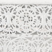 Produkt Metalowe miski z koronkowym wzorem, pojemnik dekoracyjny, kwadratowy, styl shabby chic, biały, 27/23/19 cm, wys. 13,5 cm, zestaw 3 szt.