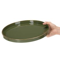 Produkt Taca dekoracyjna w kolorze zielonym ze złotym brzegiem, nowoczesna, 30 cm