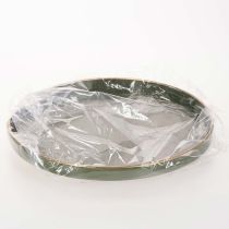 Produkt Taca dekoracyjna w kolorze zielonym ze złotym brzegiem, nowoczesna, 30 cm