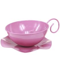Produkt Kubek metalowy Ø16cm W9cm Ozdobny kubek ze spodkiem różowy 2szt